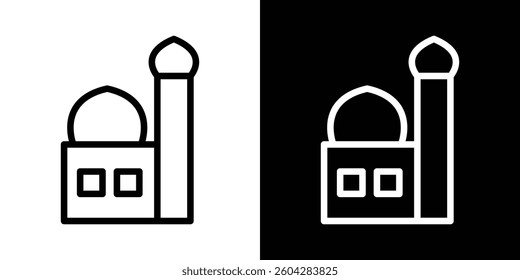 Mosque icons vectors set in stroke line style.