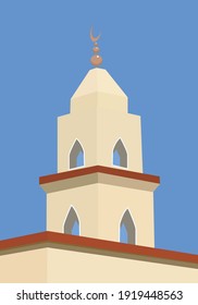 mosque illustration with blue background, good for illustration design 