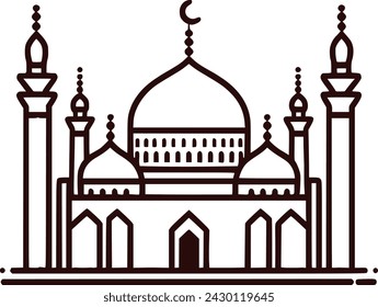 mosque illustration for coloring book