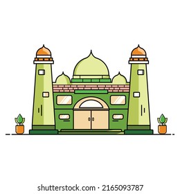 Ilustración de mezquita con estilo de contorno de ilustración plana