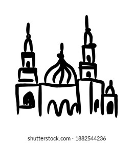 Mosque illustration, hand drawn, sketch