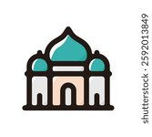 Mosque illustration icon.Simple vector outline, clipart for graphic design.