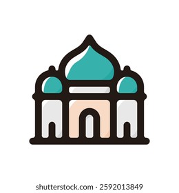 Mosque illustration icon.Simple vector outline, clipart for graphic design.