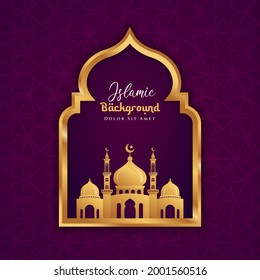 Mosque illustration islamic background design. Can be used for greetings card, backdrop or banner.