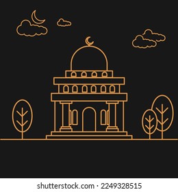 a mosque illustration line art 