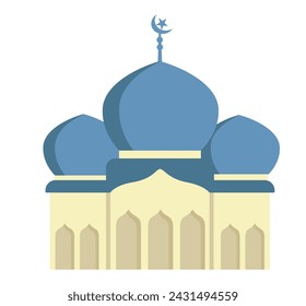 Moschee-Illustration auf isoliertem Hintergrund mit flachem Stil. Moslemisches Gebetsgebäude. Arabische Moschee Architektur Illustration 