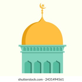 Ilustración de la mezquita sobre fondo aislado con estilo plano. Edificio musulmán que reza. Ilustración de arquitectura de mezquita árabe 