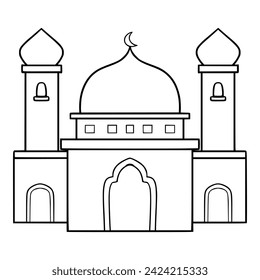 mosque illustration outline isolated vector	