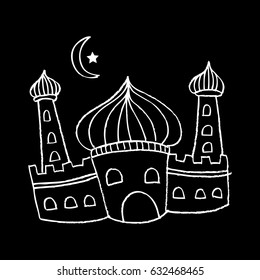 Mosque illustration. Sketchystyle.