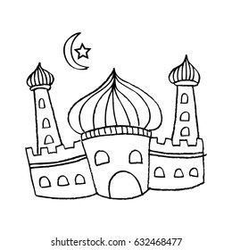 Mosque illustration. Sketchystyle.