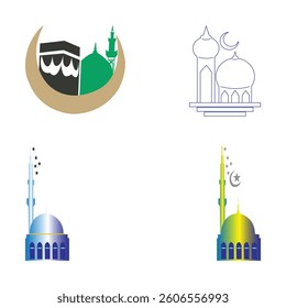 Mosque Illustrations, Arches, Islamic Designs, Vector Graphics Collection, Islamic Architecture Vector Set, Mosque and Arch Designs, Green
