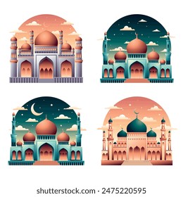 Moschee-Illustrationen im Gradientenstil