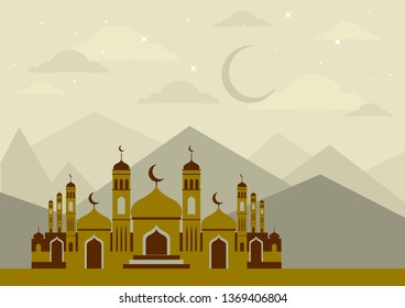 Mosque illustrations/ Graphic design/ Ramadan Kareem greetings/ Islamic culture/ Vector art design