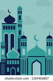 Mosque illustrations/ Graphic design/ Ramadan Kareem greetings/ Islamic culture/ Vector art design