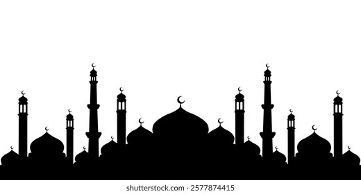 Mosque islam architecture, masjid background shilouette vector design