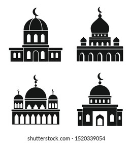 Mosque islam icons set. Simple set of mosque islam vector icons for web design on white background