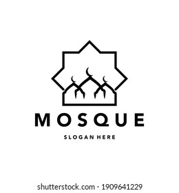 mosque islam line art logo creative vector minimalist illustration design