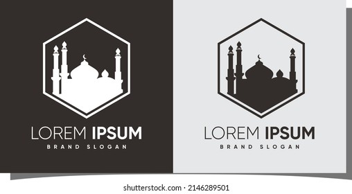 Mosque islam logo with creative modern style Premium Vector