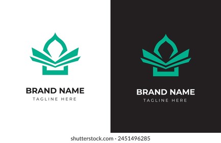 Mezquita Islam logo Plantilla con color verde