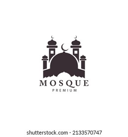 mosque islam place of worship ramadan logo vector icon symbol illustration design