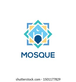 Mosque The Islamic Building Logo Design Vector