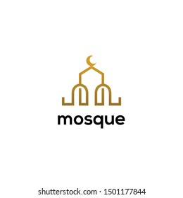 Mosque The Islamic Building Logo Design Vector