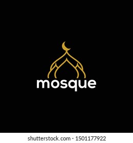 Mosque The Islamic Building Logo Design Vector