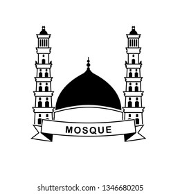 Mosque Islamic Building Logo, Icon isolated on white background. Vector Illustration 