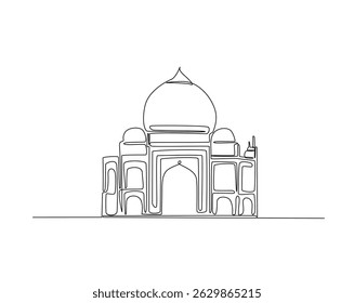 Mosque - Islamic building outline drawing illustration. one continuous line drawing of Mosque.