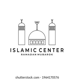 Mosque Islamic Center logo line art Vector Design Illustration,ramadan logo