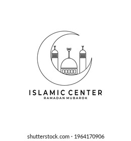 Mosque Islamic Center logo line art Vector Design Illustration,ramadan logo