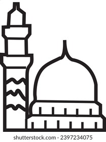 ícono de glifo islámico de mezquita e ilustrador