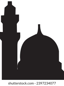 ícono de glifo islámico de mezquita e ilustrador