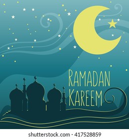 Mosque for Islamic holy month of prayer, Ramadan Kareem celebration. vector background greeting card Ramadan Kareem.