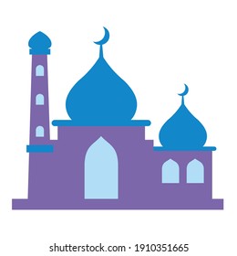 mosque islamic pray building flat vector design