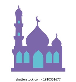 mosque islamic pray building flat vector design