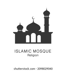 Mosque Islamic Religion Icon Logo Black Silhouette