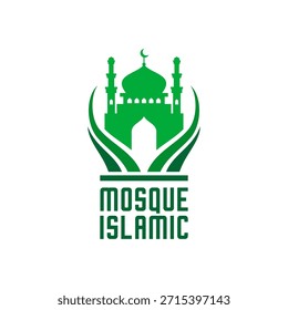 Uma mesquita símbolo islâmico desenho plano 