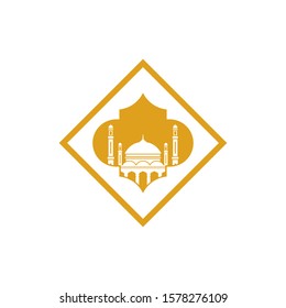 mosque islamic vector with a square shape. illustration of islamic mosque for islamic logo, icon, sign, symbol or celebration 