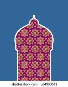 Mosque isolated. Arab pattern madrasah. Illustration for Eid Mubarak. Ramadan islam holiday