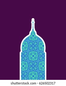 Mosque isolated. Arab pattern madrasah. Illustration for Eid Mubarak. Ramadan islam holiday