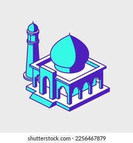 Mosque isometric vector icon illustration