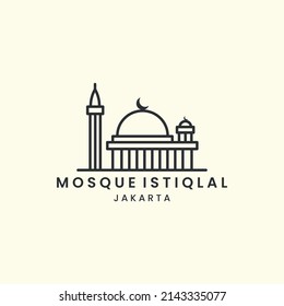 Moschee-Stilmöbel mit linearem Logo Symbol-Template-Design. Moslem, Islam, Jakarta, Indonesien, Vektorgrafik