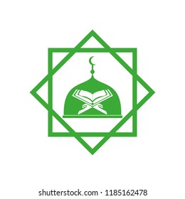 Mosque and kuran vector icon white background. EPS 10