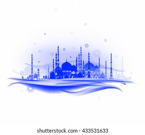 Mosque. Landscape with a mosque. East landscape