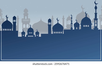 Mosque landscape vector, Ramadan, eid mubarak