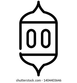 a mosque lantern icon with a dome on the top and bottom with an outline style
