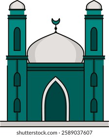 Mosque with Large Central Dome for Islamic Illustration 