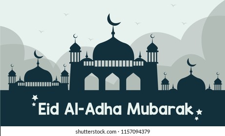 Mosque and lettering Special Eid Al Adha Mubarak Vector Illustration EPS 10