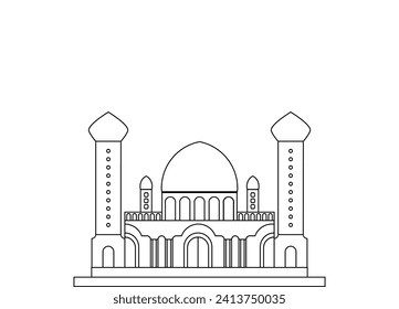 mosque line art, coloring book